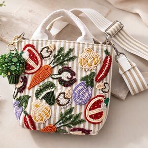 Vegetable Beaded Mini Tote Bag